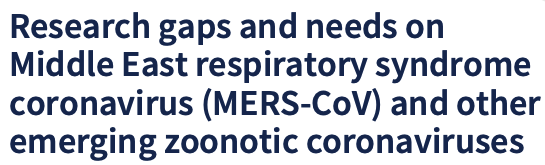 Research gaps and needs on Middle East respiratory syndrome coronavirus and other emerging zoonotic coronaviruses